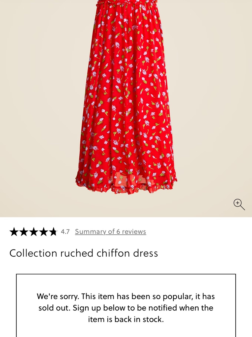 NWT J. Crew Collection Red Floral Spaghetti-Strap Ruched Chiffon Dress - Picture 8 of 9